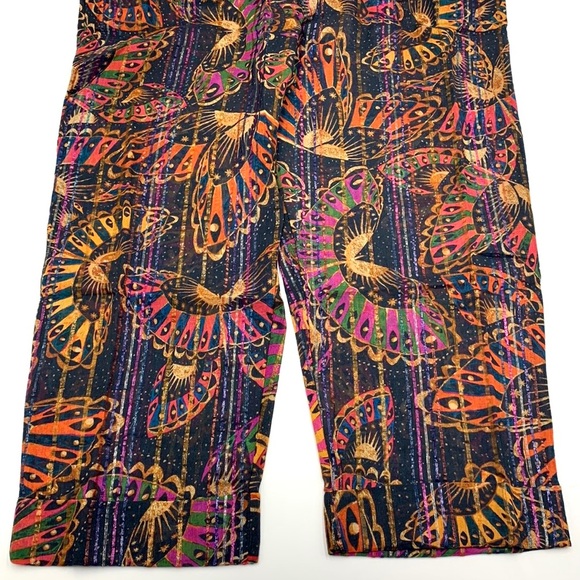 Farm Rio for Anthropologie Lurex Stripe Printed Pants Size Small - Picture 6 of 16